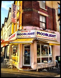 Shop front Moonlight ice cream parlour Curry Mile Manchester