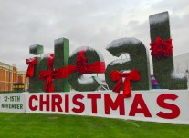 Ideal Home Show at Christmas welcome sign