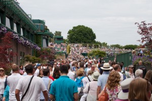 Crowds heading to the hill  