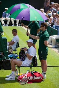 Players shaded from the sun    