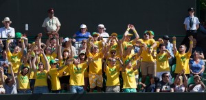 Barmy army lead mexican wave    