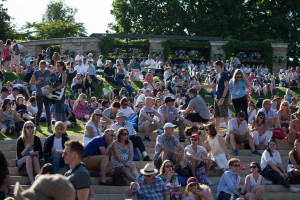 Crowds gathered on the hill    