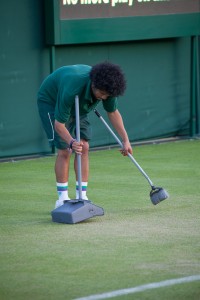 sweeping the court at the end of the day    